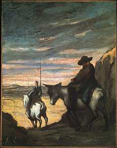 唐吉诃德和桑乔·潘扎（唐吉诃德和桑乔·潘扎）（1866-1868） by Honoré Daumier