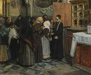 亲吻圣物（1893） by Joaquín Sorolla y Bastida