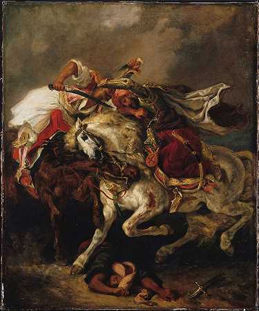 贾乌尔和哈桑之战（1835） by Eugène Delacroix