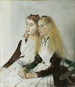 艺术家的侄女伊丽莎白和玛雅（1873） by Anton Romako