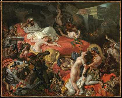 萨达纳帕卢斯之死（缩小复制品）（1846年） by Eugène Delacroix