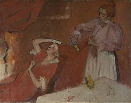 梳理头发（约1896年） by Edgar Degas