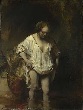 一个在小溪里洗澡的女人（亨德里基·斯托费尔斯？）(1654) by Rembrandt van Rijn