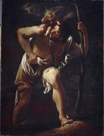 圣克里斯托弗抱着婴儿基督（1610-1615） by Orazio Borgianni