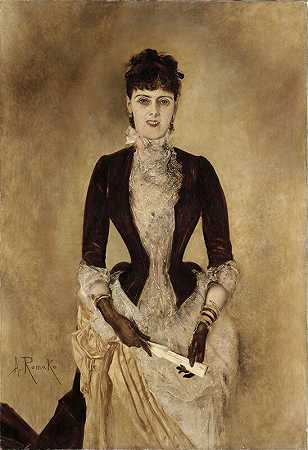 伊莎贝拉·赖泽肖像（1884-1885） by Anton Romako