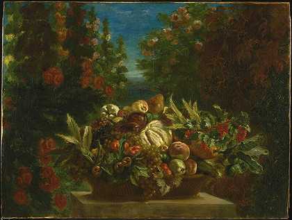 花园里的一篮水果（1848-1849） by Eugène Delacroix