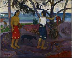I Raro te Oviri（潘达努斯下）（1891年） by Paul Gauguin