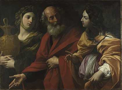 罗得和他的女儿离开所多玛（1615-1616） by Guido Reni