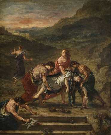 圣斯蒂芬被他的门徒带走（1862） by Eugène Delacroix