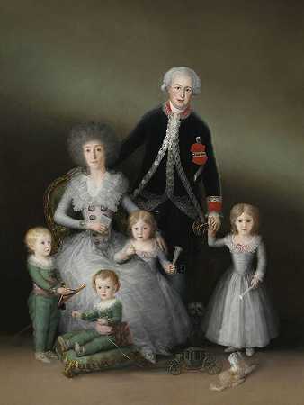 奥苏纳公爵和公爵夫人及其子女（1788年） by Francisco de Goya