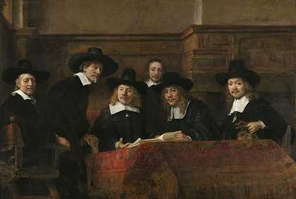 阿姆斯特丹德雷珀协会的采样官员，被称为“Syndics”（约1662年） by Rembrandt van Rijn