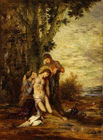 圣塞巴斯蒂安不受圣女约束（1869） by Gustave Moreau