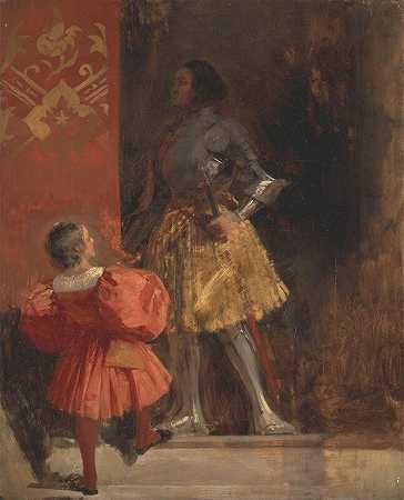 《骑士与佩奇》（戈茨·冯·伯里钦根和他的佩奇·乔治）（1826） by Richard Parkes Bonington