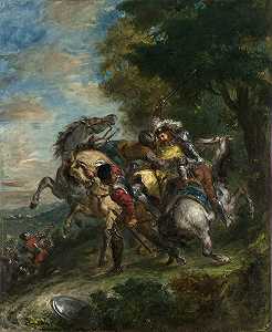 魏斯林根被戈茨的手下俘虏（1853年） by Eugène Delacroix