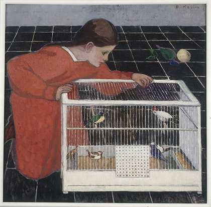 西尔维亚·科勒与鸟笼（1907-2008） by Broncia Koller