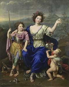 塞涅利侯爵夫人和她的两个儿子（1691年） by Pierre Mignard I