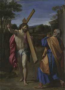 在阿皮安的道路上向圣彼得显现的基督（多明，夸瓦迪斯？）(1560-1609) by Annibale Carracci
