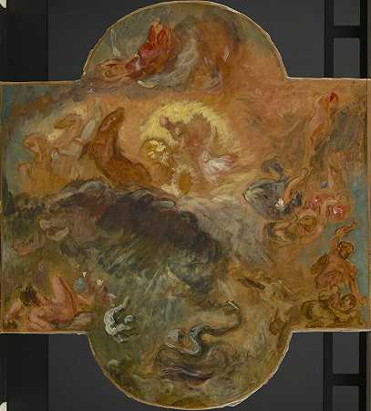 阿波罗杀死巨蟒，初稿（1850） by Eugène Delacroix