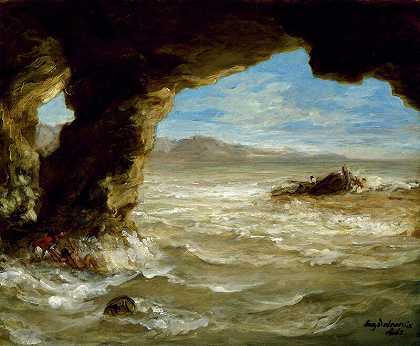 海上沉船（1862） by Eugène Delacroix