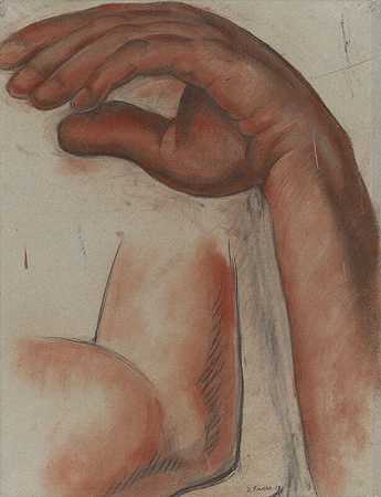 无标题（人物舞之手与手臂），壁画创作研究，墨西哥城国家预备学校玻利瓦尔圆形剧场（1921年） by Diego Rivera