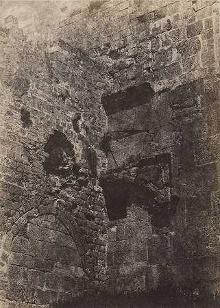 耶路撒冷。寺庙的围墙。英雄之门（耶路撒冷.圣殿墙.英雄之门）（1854-1856） by Auguste Salzmann