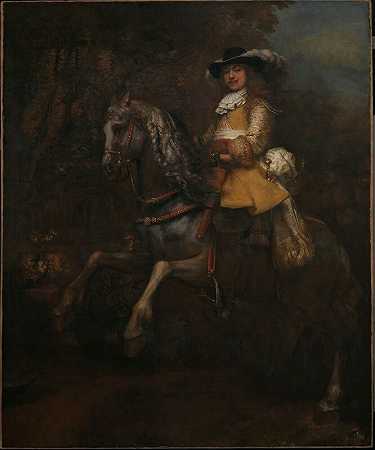 弗雷德里克·里赫尔骑马的肖像（可能是1663年） by Rembrandt van Rijn