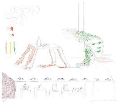 \\《蓝色吉他》（1976-1977）中的tA Moving Still Life by David Hockney