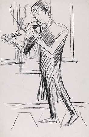 小提琴家洛特·罗纳（小提琴家洛特·罗纳）（1928年） by Ernst Ludwig Kirchner