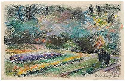 艺术家花园中的花台位于西北部的万西湖（1927年春） by Max Liebermann