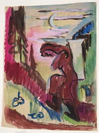 Bäuerin eine Last tragend（农妇扛着一车）（1935/37） by Ernst Ludwig Kirchner