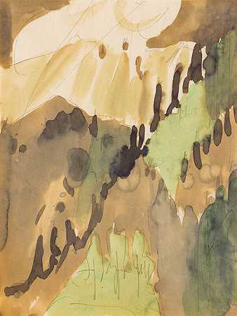 1934年，达沃斯山脉景观 by Ernst Ludwig Kirchner