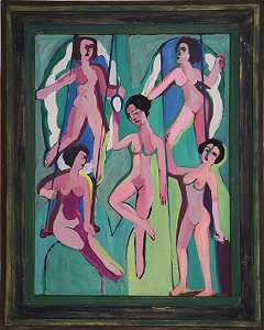 Artisten an Ringen（和吊架）（环上的艺术家（和吊架上的艺术家））（1923/28） by Ernst Ludwig Kirchner