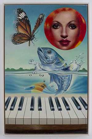 La Truite de Schubert或钢琴与鱼奏鸣曲（1983） by Erró