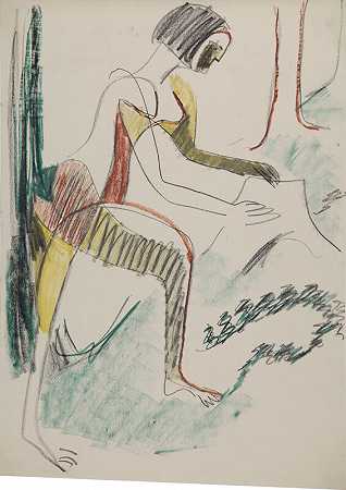 森林中的女性裸体（森林中的女性裸体）（1933年） by Ernst Ludwig Kirchner