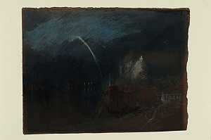 威尼斯：圣玛丽亚·德拉敬礼，火箭夜景（约1840年） by J. M. W. Turner