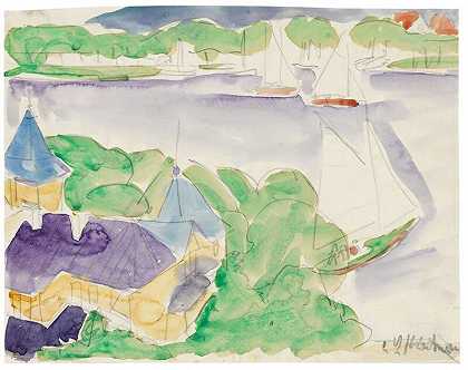 Müggelsee（帆船）（约1910年） by Ernst Ludwig Kirchner