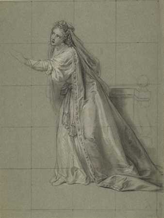 对一名女性的研究（罗杜古恩）转向左边（1749年） by Charles-Antoine Coypel