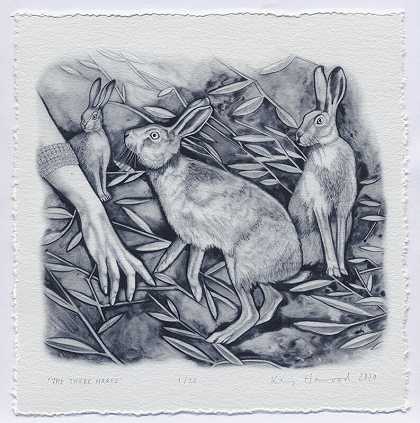 《三只野兔》（2020年） by Kay Harwood