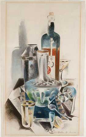 酒瓶和瓶子（1925年） by Preston Dickinson
