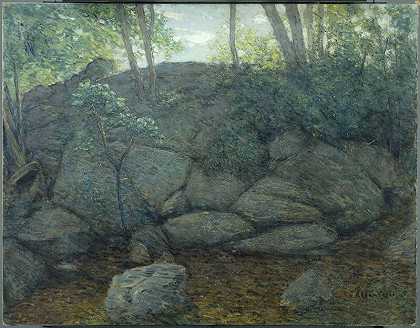 林地岩石（1910-1919） by Julian Alden Weir