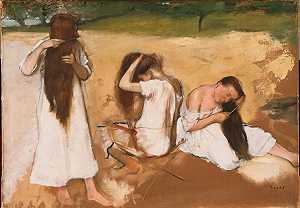 妇女梳理头发（约1875-1876年） by Edgar Degas