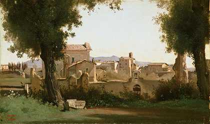 罗马法尔内塞花园风景（1826） by Jean-Baptiste-Camille Corot