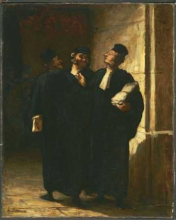 三名律师（1855年至1857年间） by Honoré Daumier