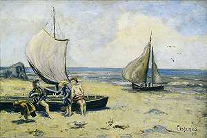 海滩上的孩子（1909） by Louis Michel Eilshemius