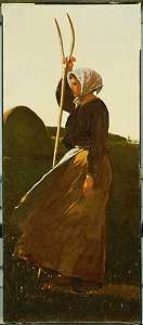 拿着干草叉的女孩（1867） by Winslow Homer