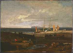 英国海岸的一幕（约1798年） by J. M. W. Turner