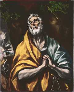 忏悔的圣彼得（1600年至1614年间） by El Greco