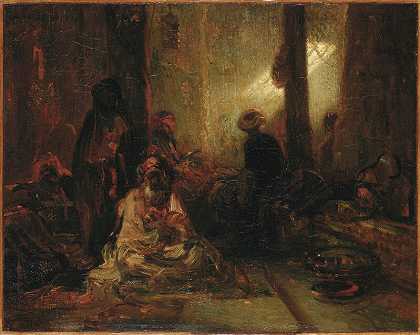 土耳其咖啡馆内部（1833年至1860年间） by Alexandre-Gabriel Decamps