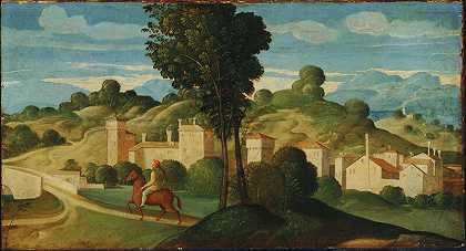 风景与骑手 by Girolamo Da Santa Croce
