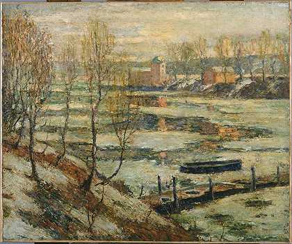 河中的冰（约1907年） by Ernest Lawson